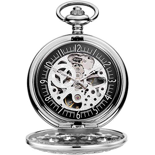 GagalU Taschenuhr, Hohle Muschelperspektive, untere Abdeckung, mechanische Taschenuhr, Herrenuhr, Geschenk für Geburtstag, Jahrestag, Vatertag von GagalU