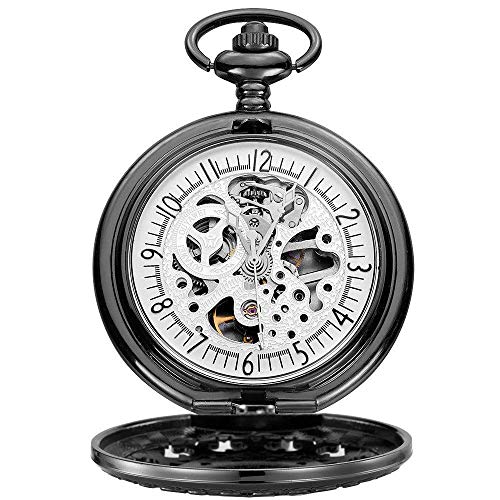 GagalU Taschenuhr, Hohle Muschelperspektive, untere Abdeckung, mechanische Taschenuhr, Herrenuhr, geeignet für Freizeit- und Geschäftsanlässe von GagalU