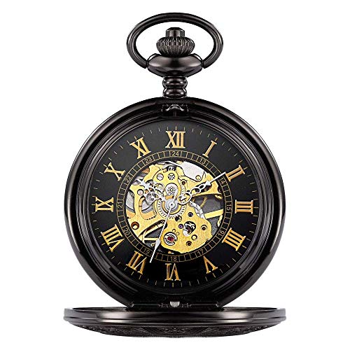 GagalU Taschenuhr, geschnitzt, hohl, Klassische mechanische Uhr, Taschenuhr, große mechanische Taschenuhr mit Muschelgehäuse, bietet Präzision von GagalU