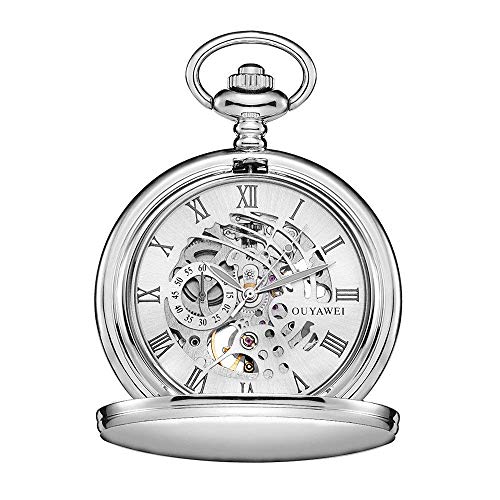 GagalU Taschenuhr, wasserdicht, Handaufzug, Perspektive, untere Abdeckung, mechanische Taschenuhr, Retro-Mechanische Uhr, geeignet für Freizeit von GagalU