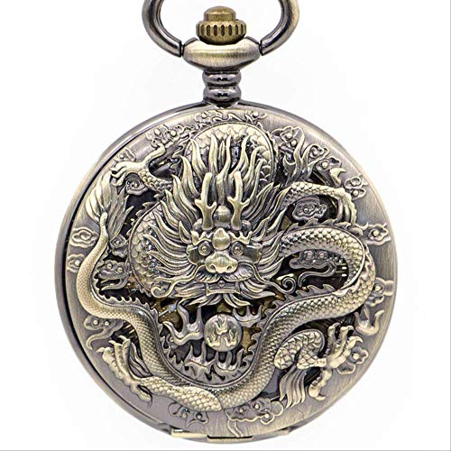 GagalU Taschenuhr Drachen Taschenuhr Kette Halskette Anhänger Automatische mechanische Handaufzug Herrenuhr Drachen von GagalU