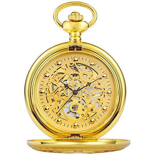 GagalU Taschenuhr Halskette Luxus Mechanisch mit Kette Hohl Handaufzug Anhänger Uhr Männer Frauen Gold Silber Flip Fob Uhren von GagalU