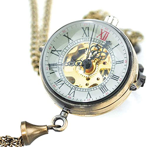 GagalU Taschenuhr Mechanische Taschenuhr Vintage Steampunk Transparente Glaskugelform Handaufzug Taschenuhren Männer Frauen Halskette Kette von GagalU