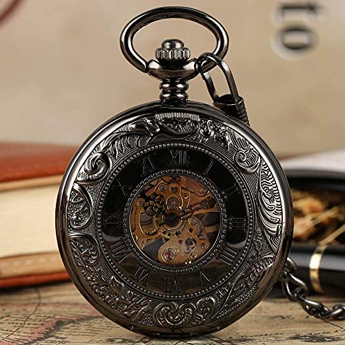 GagalU Taschenuhr Retro mechanische Taschenuhr Skelett Geschenk Halskette Uhr Anhänger Uhren Double Hunter Männer Frauen analoges Zubehör von GagalU