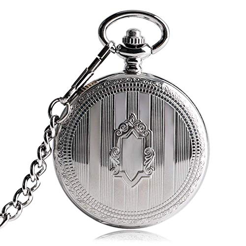 GagalU Taschenuhr Silber Steampunk Skelett Automatik Mechanisch mit Kette Uhren Herren Unisex Geschenke für Weihnachten Geburtstag/Jahrestag von GagalU