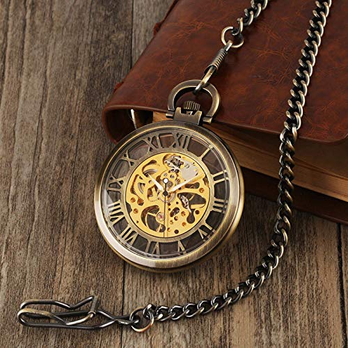 GagalU Taschenuhr Taschenuhr mit Kette Halskette Steampunk Skelett mechanischer Anhänger Taschenuhr Uhr Anhänger Handaufzug Männer Frauen Kette Geschenk von GagalU