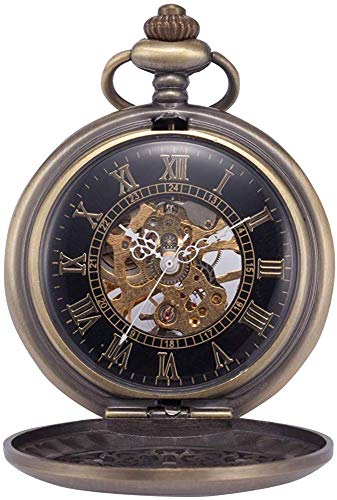 GagalU Taschenuhr Vintage Retro mechanische Handaufzug römische Messing Steampunk Skelett Anhänger Männer Clip Kette Taschenuhr Schmuck Geschenk von GagalU