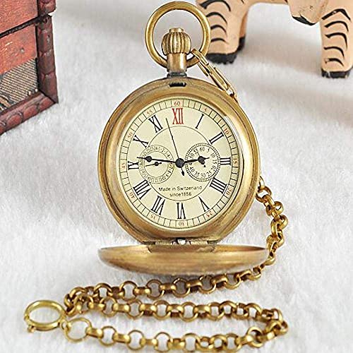 GagalU Taschenuhr und Kette, antikes Kupfer, London, Taschen- und Taschenuhren, mechanische Uhr, Handaufzug, Skelett-Herren-Taschenuhr von GagalU