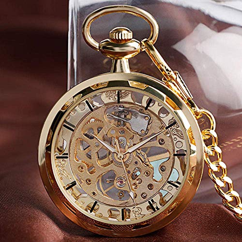 GagalU Vintage Taschenuhr, klassisches Gold, offenes Gesicht, transparente mechanische Taschenuhr, für Herren und Damen, Weihnachten, Geburtstagsgeschenk von GagalU