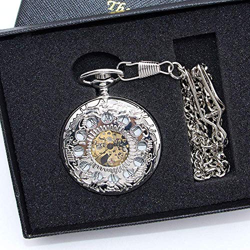 GagalU Vintage-Taschenuhr für Herren und Damen, Vintage-Uhr-Halskette, Steampunk-Skelett, mechanischer Anhänger, Vintage-Taschenuhr, Uhr-Anhänger, Handaufzug, Herren- und Damenk von GagalU