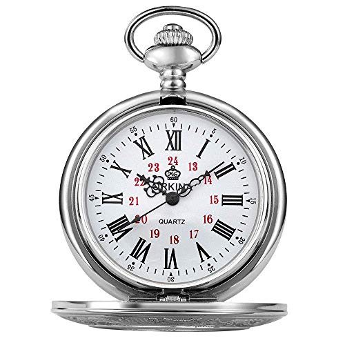 Taschenuhr kann als Geschenk für Männer verwendet Werden. Mechanische Taschenuhr für Herren, Silbergehäuse, geeignet für den Alltag von GagalU