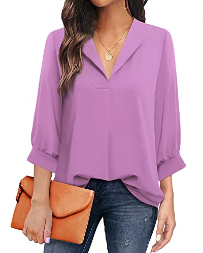 Gaharu Bluse Festlich Damen 3/4 Ärmel Shirt Locker Lässig Hübsche Freizeit Schicke Oberteile Elegant Party Frühling Sommer Baumwolle Weich Mit Dreiviertel Ärmel von Gaharu