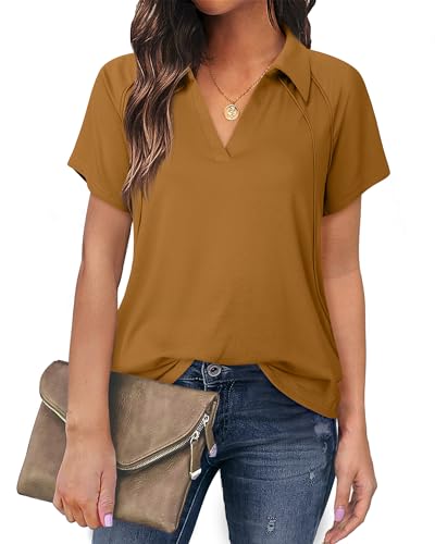 Gaharu Bluse Kurzarm Damen Lang Oberteile Luftig Leichtes Bluse Damen Elegant Festlich Outfit Damenbluse Damen Sommer Longbluse Oversize Schluppenbluse Damen Kurzarm Dament-Shirt von Gaharu