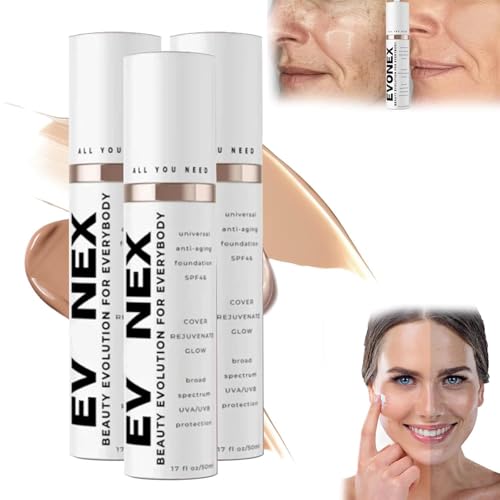 Evone-x Age-Defy Foundation, Getönte Anti Aging Feuchtigkeitscreme, Foundation Serum für Frauen, Universelle Tönung, Getönter Sonnenschutz für das Gesicht mit Leichter (3PCS) von Gahwa
