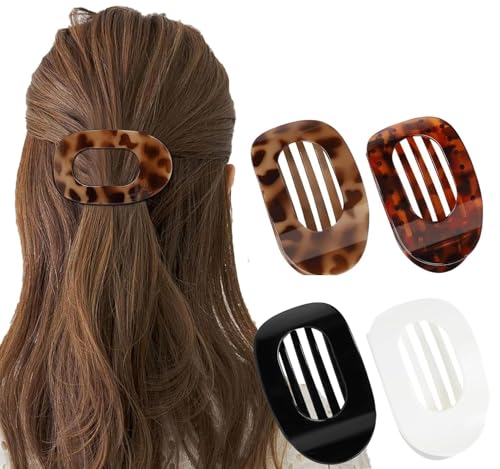 Haarklammern für Damen,New Hair Clips, Französisches Haarspangen Damen, Flach Sicherer Halt Innenzähne Haar Krallen,Starker Halt Seitliche Haarklammern (4pcs-B) von Gahwa