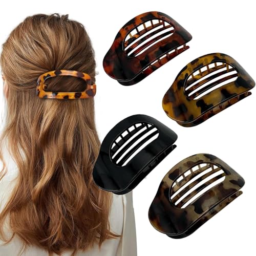 Haarklammern für Damen,New Hair Clips, Französisches Haarspangen Damen, Flach Sicherer Halt Innenzähne Haar Krallen,Starker Halt Seitliche Haarklammern (4pcs-C) von Gahwa
