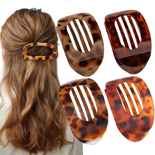 Haarklammern für Damen,New Hair Clips, Französisches Haarspangen Damen, Flach Sicherer Halt Innenzähne Haar Krallen,Starker Halt Seitliche Haarklammern (4pcs-D) von Gahwa