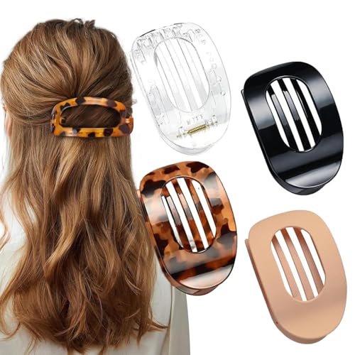 Haarklammern für Damen,New Hair Clips, Französisches Haarspangen Damen, Flach Sicherer Halt Innenzähne Haar Krallen,Starker Halt Seitliche Haarklammern (4pcs-E) von Gahwa