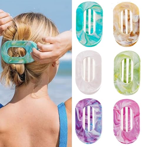 Haarklammern für Damen,New Hair Clips, Französisches Haarspangen Damen, Flach Sicherer Halt Innenzähne Haar Krallen,Starker Halt Seitliche Haarklammern (6PCS-A) von Gahwa