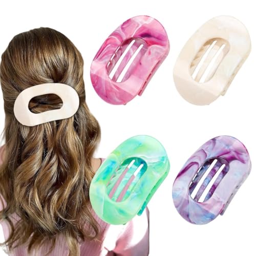 Haarklammern für Damen,New Hair Clips, Französisches Haarspangen Damen, Flach Sicherer Halt Innenzähne Haar Krallen,Starker Halt Seitliche Haarklammern (F-4PCS) von Gahwa