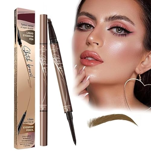 Magischer Augenbrauenstift, 2 en 1 Upgrade Multifunction 3D Microblading Eyebrow Tattoo Pencil, Präziser Brauenstift mit 4 Spitzen Langlebiger Natürlicher Augenbrauenstift(Light Brown) von Gahwa