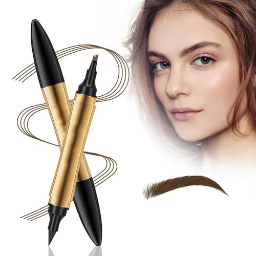 Magischer Augenbrauenstift, 2 en 1 Upgrade Multifunction 3D Microblading Eyebrow Tattoo Pencil, Präziser Brauenstift mit 4 Spitzen Langlebiger Natürlicher Augenbrauenstift (Dark Brown) von Gahwa