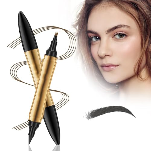 Magischer Augenbrauenstift, 2 en 1 Upgrade Multifunction 3D Microblading Eyebrow Tattoo Pencil, Präziser Brauenstift mit 4 Spitzen Langlebiger Natürlicher Augenbrauenstift (Gray) von Gahwa