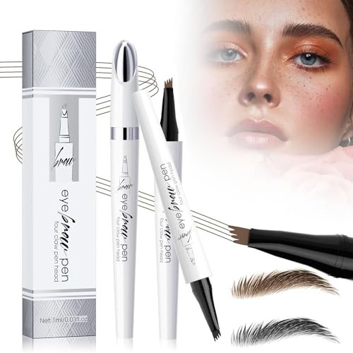 Magischer Augenbrauenstift, 2024 Neuer Wasserfester, 3D-Microblading-Augenbrauenstift-Konturstift, Präziser Brauenstift Erzeugt mühelos natürlich aussehende Brauen (Black+Dark Brown) von Gahwa