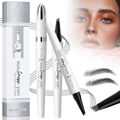 Magischer Augenbrauenstift, 2024 Neuer Wasserfester, 3D-Microblading-Augenbrauenstift-Konturstift, Präziser Brauenstift Erzeugt mühelos natürlich aussehende Brauen (Black+Gray) von Gahwa