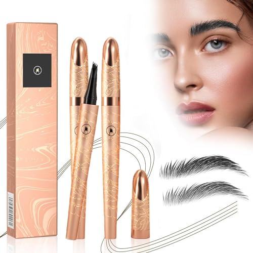 Magischer Augenbrauenstift 3D-Microblading-Augenbrauenstift-Konturstift, 2024 Neuer Wasserfester, Präziser Brauenstift Erzeugt mühelos natürlich aussehende Brauen (Black+Gray) von Gahwa