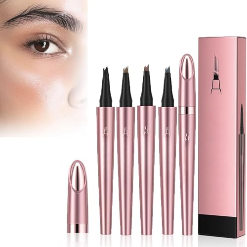 Neuer Wasserfester, Magischer Augenbrauenstift 3D-Microblading-Augenbrauenstift-Konturstift, Präziser Brauenstift mit 4 Erzeugt mühelos natürlich aussehende Brauen (Colorful) von Gahwa