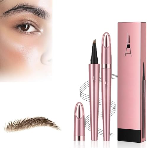 Neuer Wasserfester, Magischer Augenbrauenstift 3D-Microblading-Augenbrauenstift-Konturstift, Präziser Brauenstift mit 4 Erzeugt mühelos natürlich aussehende Brauen (Light Brown) von Gahwa