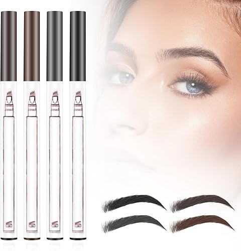 Wasserfester Augenbrauenstift mit 4 Spitzen, 2 en 1 Upgrade Multifunction 3D Microblading Eyebrow Tattoo Pencil, Präziser Brauenstift Langlebiger Natürlicher Augenbrauenstift (All Color 4PCS) von Gahwa