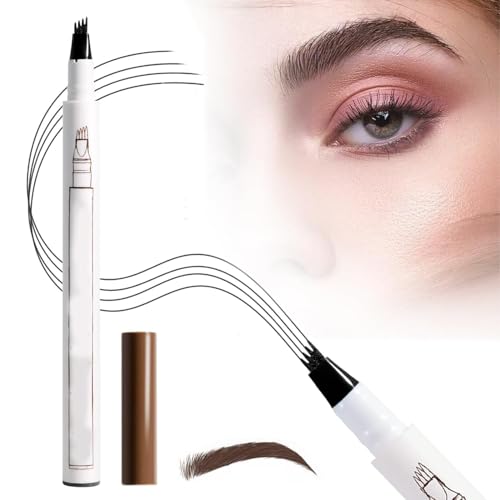 Wasserfester Augenbrauenstift mit 4 Spitzen, 2 en 1 Upgrade Multifunction 3D Microblading Eyebrow Tattoo Pencil, Präziser Brauenstift Langlebiger Natürlicher Augenbrauenstift (Dark Brown) von Gahwa