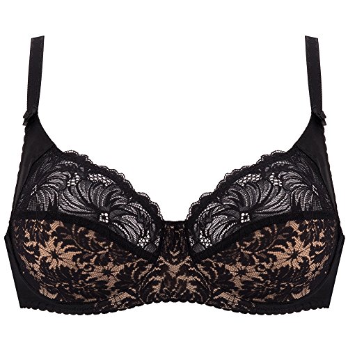 Gaia 534 Chantal Soft BH Damen Unterwäsche Spitze Seitenstäbchen Regulierbar Top Qualität EU, schwarz-braun,75E von Kamea