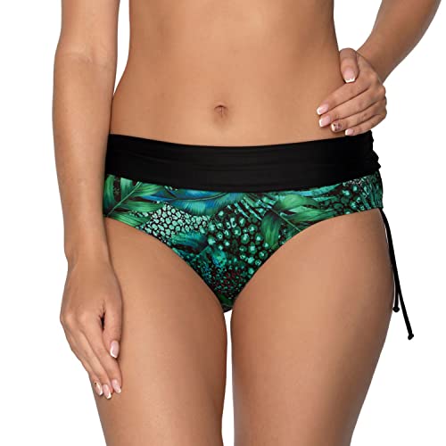 Gaia Dame Bikini-Hosen Schwimmbad Bademode Gemustert Schnürchen Strandmode 014P Aruba, Schwarz,L von Kamea