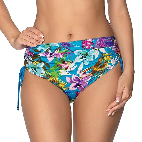 Gaia Dame Bikini Slip Bund Strandmode Geblümt Bademode Gemustert 021T Bahama, Blau,M von Kamea