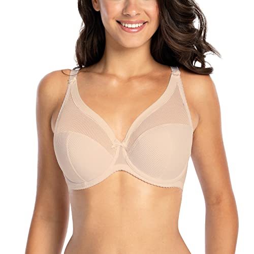 Gaia Dame Halbgepolsterter BH Gestreift Schalen Schliefe Träger 1058 Sonia, Beige,80B von Kamea