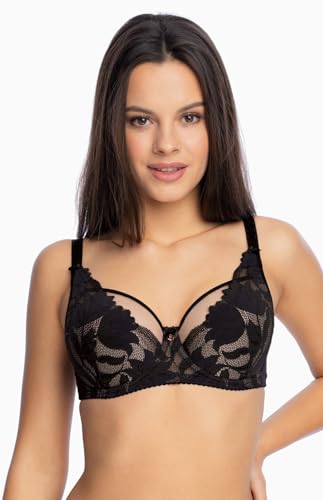 GAIA Damen Halbschalen-BH 1134 Keto | C90 | Schwarz | Eleganter Semi-Soft BH mit Spitze für perfekten Halt und Komfort | Beliebte SS10-Konstruktion von GAIA