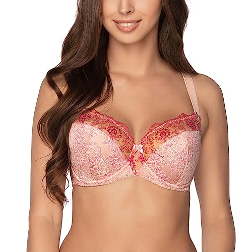 Gaia Dame Halbversteifter BH Stickerei Träger Schelife Geblümt Dessous 1195 Desiree, Pink,85G von Kamea