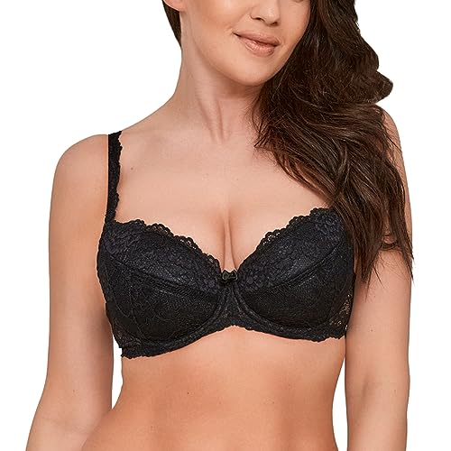 Gaia Dame Push-Up BH Gepolsterte Schalen Klassisch Spitze Geblümt 1161 Kasjana, Schwarz,75E von Kamea