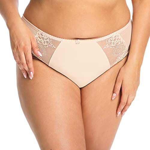 Gaia Dame Slip Netz Stickerei Bund Unterhose Unterwäsche 1107M Elena Maxi, Beige,L von GAIA