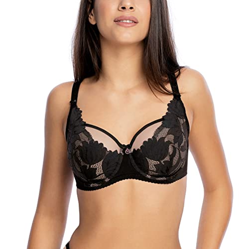 Gaia Dame Soft BH Klassisch Schalen Gemustert Spitze Bügel 1135, Schwarz,85C von Kamea