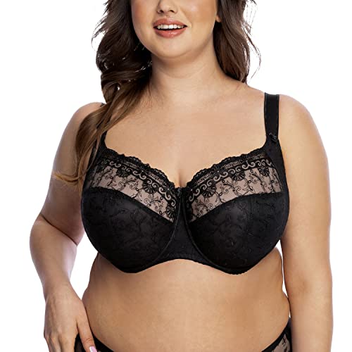 Gaia Dame Soft BH Stickerei Weiche Cups Träger Bügel Klassisch Elegant 1151M Temida Maxi, Schwarz,100G von Kamea