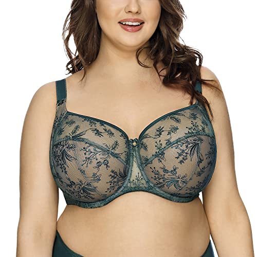 Gaia Dame Soft BH Weiche Schalen Träger Stickerei Bügel Geblümt 1031 Justine, Grün,70L von Kamea