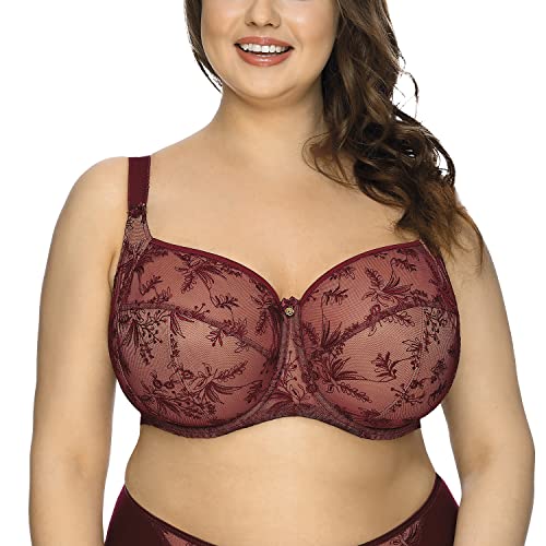 Gaia Dame Soft BH Weiche Schalen Träger Stickerei Bügel Geblümt 1031 Justine, Weinrot,70L von Kamea