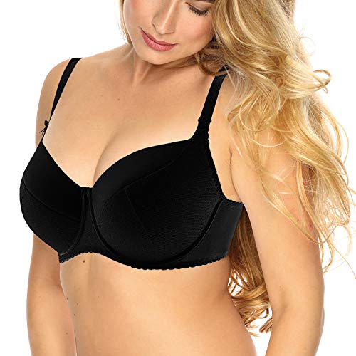 Gaia Damen Bügel BH Gepolstert Dessous Unterwäsche Regulierbar 281 Kate, Schwarz,65F von Kamea