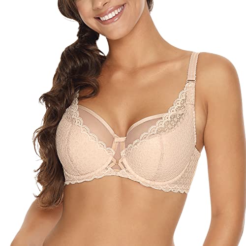 Gaia Damen Bügel BH Spitze Unterwäsche Netz 876 Carrie, Beige,85E von Kamea