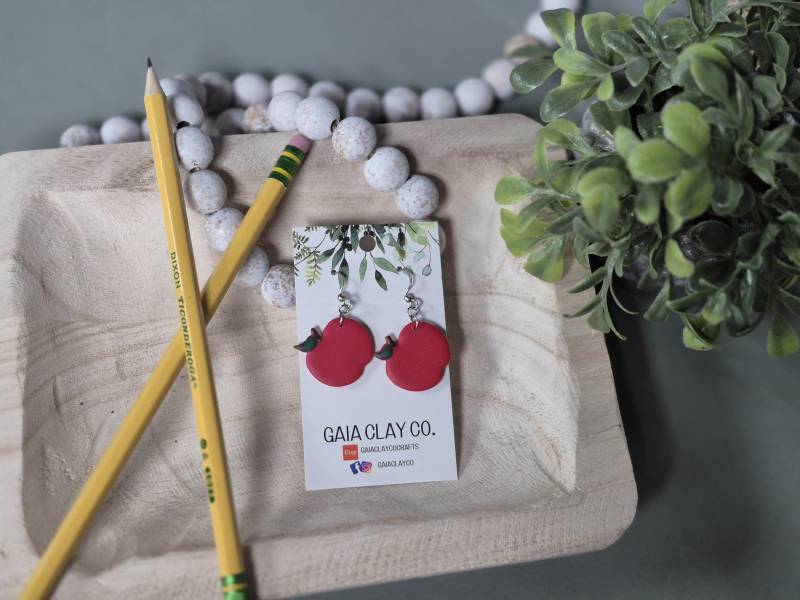 Ohrringe Aus Fimo | Apfel Lehrer Auf Bestellung von GaiaClayCoCrafts