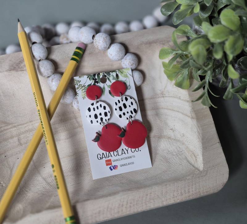 Ohrringe Aus Fimo | Apfel Lehrer Auf Bestellung von GaiaClayCoCrafts